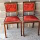 1890/1930 Pair of red velvet chairs / beech