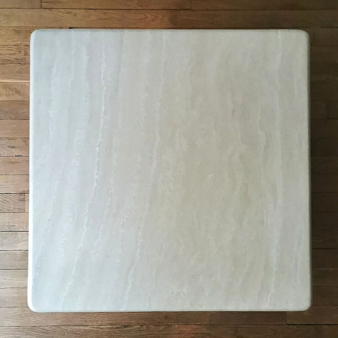 Square travertine coffee table