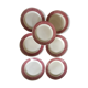 Seven old flat plates in bistro style