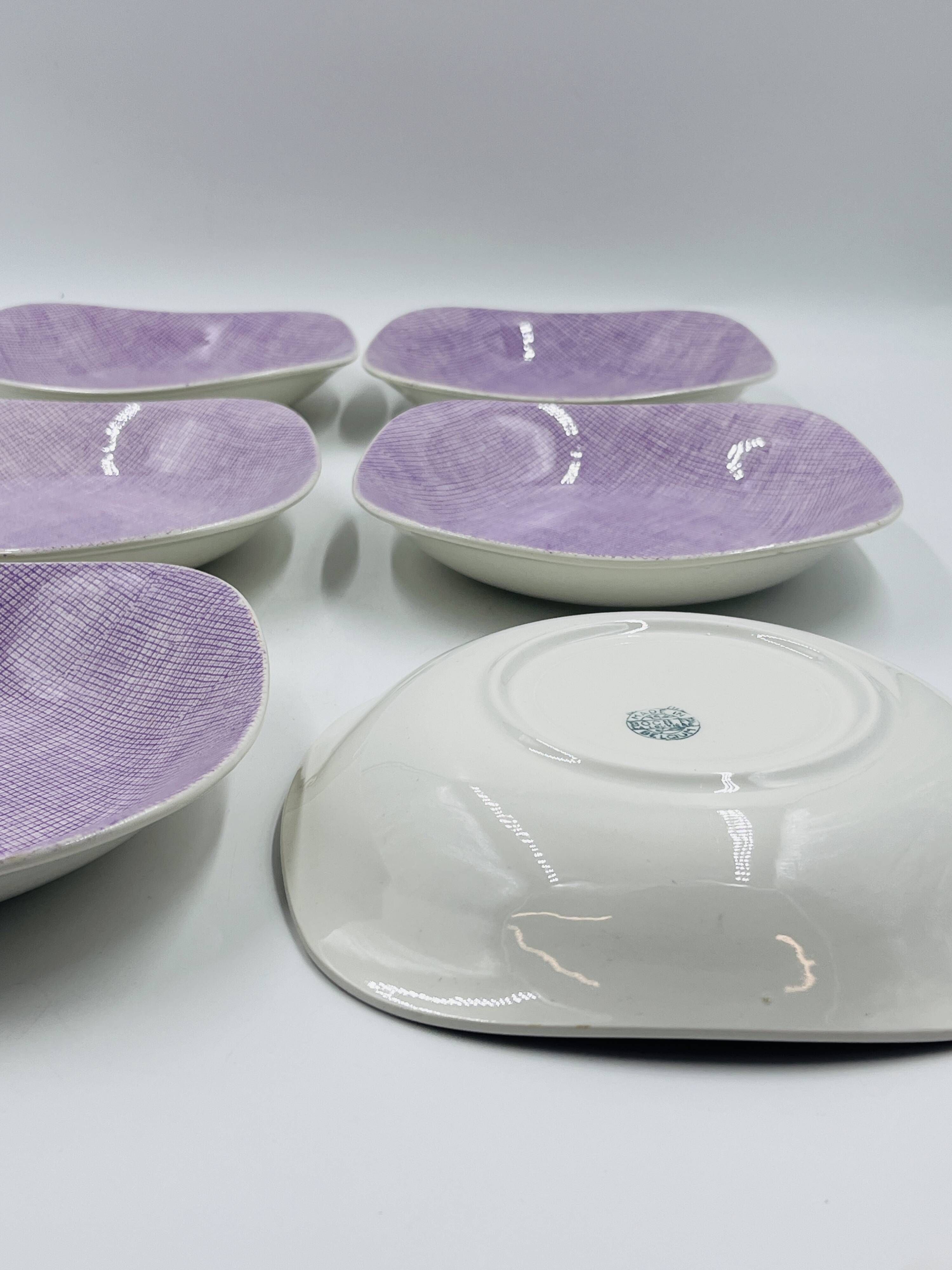 Set of 6 Boch La Louvière deep plates Model Seduction 1962 – Vintage