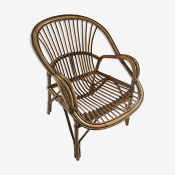 RATTAN AND BAMBOO BASKET CHAIR