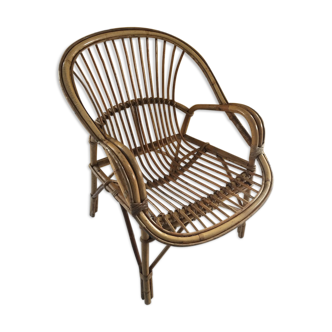 RATTAN AND BAMBOO BASKET CHAIR
