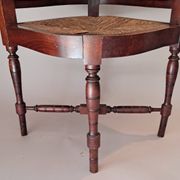 Pair of wicker corner armchairs in mahogany, Jugendstil, 1900.