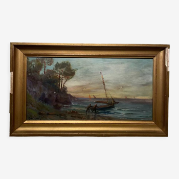 Tableau ancien, Marine , signée, XX siècle