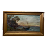 Old painting, Marine, signed, XX century