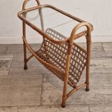 Rattan Magazine Rack, Bamboo, France 1975