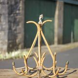 Bamboo and rattan pendant light from the 60s/70s, Louis Sognot style bamboo chandelier