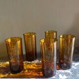 5 amber glasses