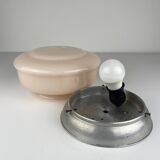 Vintage pink glass ceiling lamp, Italy, 1950s