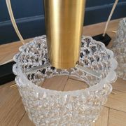Vintage pendant chandelier in molded glass and brass