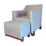 Art Deco chair with otoman