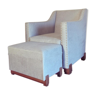 Art Deco chair with otoman