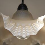 Beige glass pendant light with ruffles