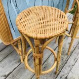 Vintage bamboo bar with 2 stools