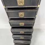 20th Century Black Wooden Cabinet with Eight Small Drawers