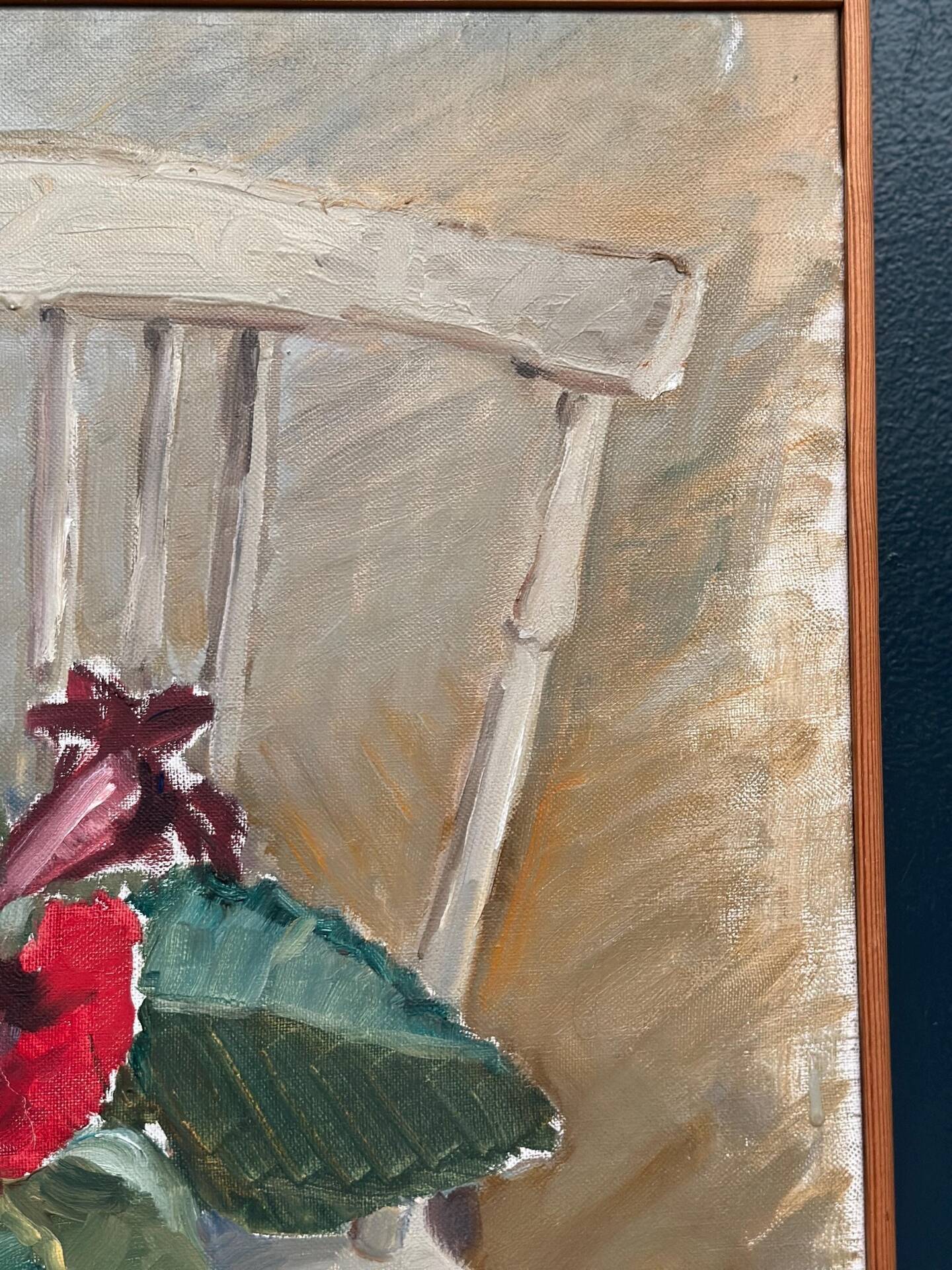 Huile sur toile originale suédoise – “Gloxinée” par Aina Engström