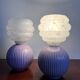 Vintage ceramic and glass bedside lamp pair