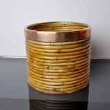 Rattan and copper basket, Italy, 1970