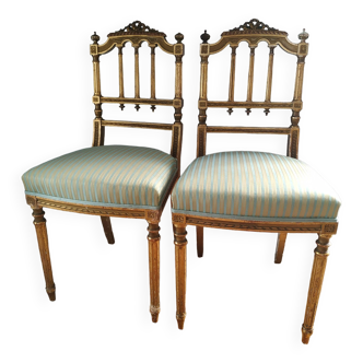 Paires chaises Napoleon III dorés