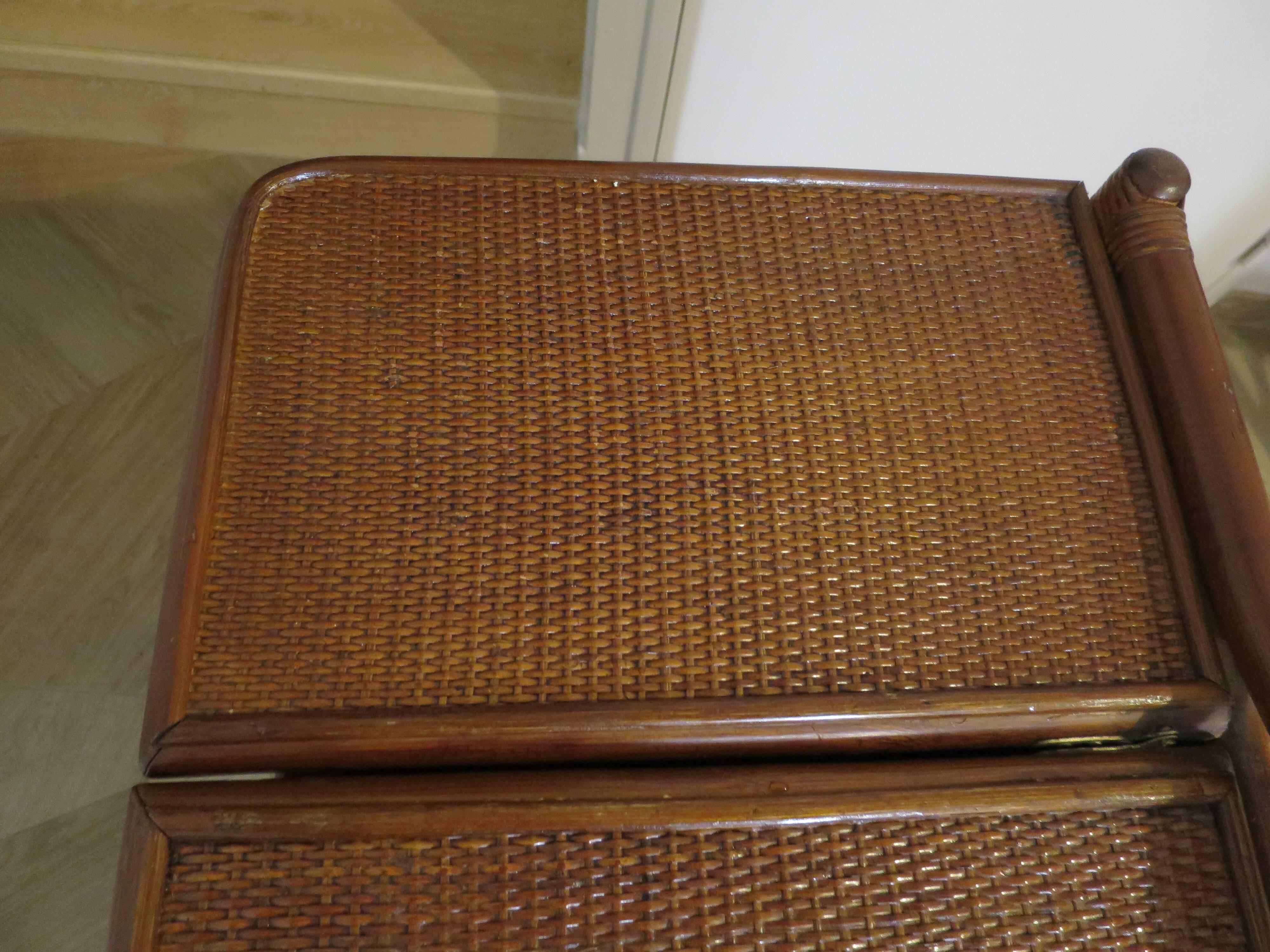 Vintage dressing table/chest - woven rattan - 5 drawers - mirror - 1960s/70s