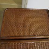 Vintage dressing table/chest - woven rattan - 5 drawers - mirror - 1960s/70s