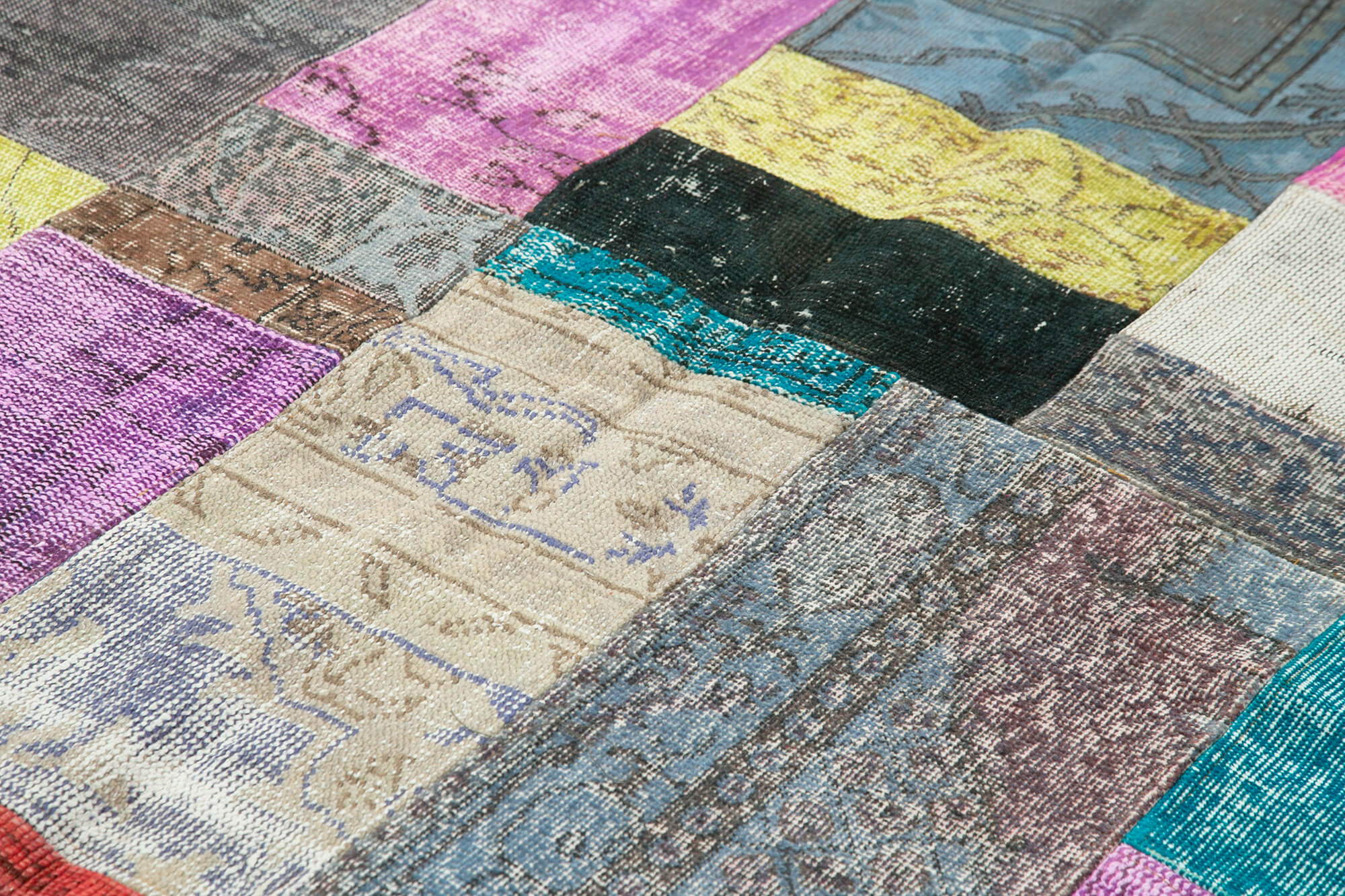 Handmade Turkish Overdyed 203 cm x 301 cm Multicolor Patchwork Carpet