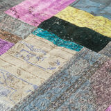 Tapis de patchwork turc surteint fait à la main 203 cm x 301 cm multicolor patchwork