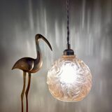 Vintage amber glass globe pendant light