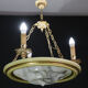 Masterpiece Art Deco design white alabaster chandelier circular wooden fram