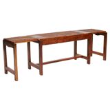 Extendable vintage teak slat bench