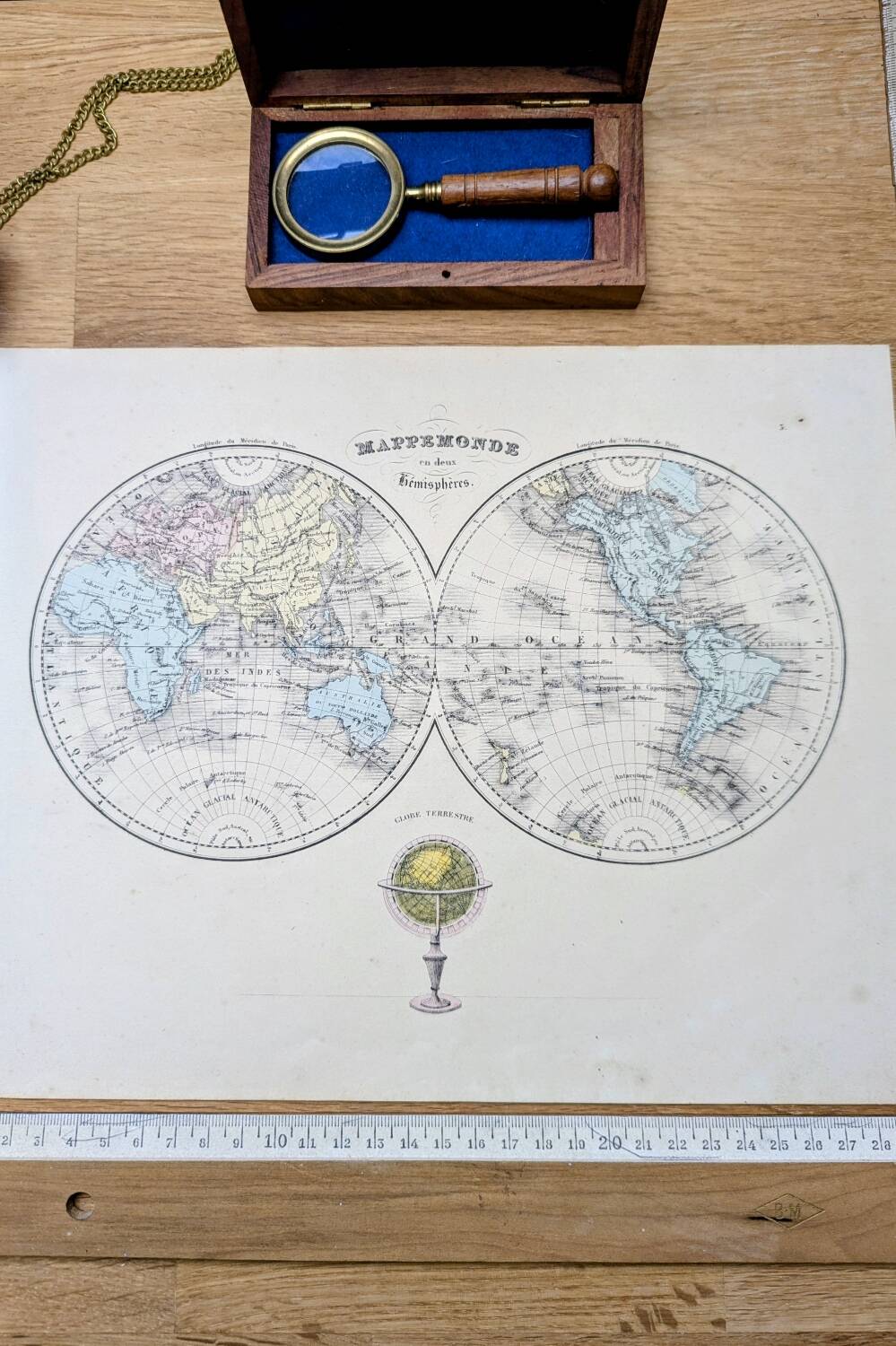 Antique world map, printed in 1852