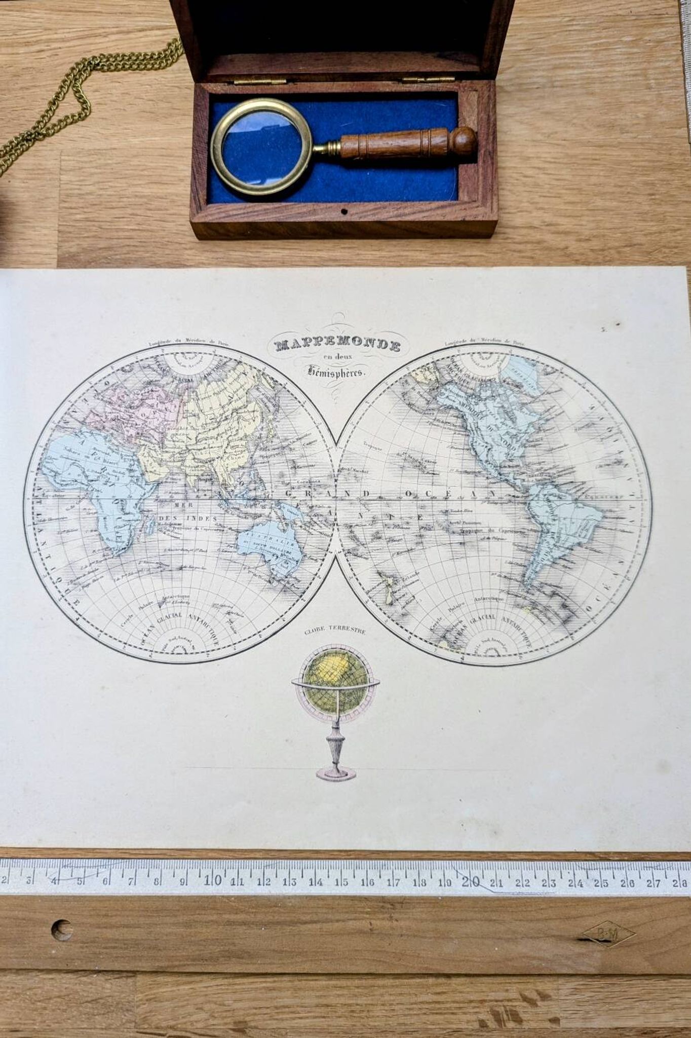 Antique world map, printed in 1852