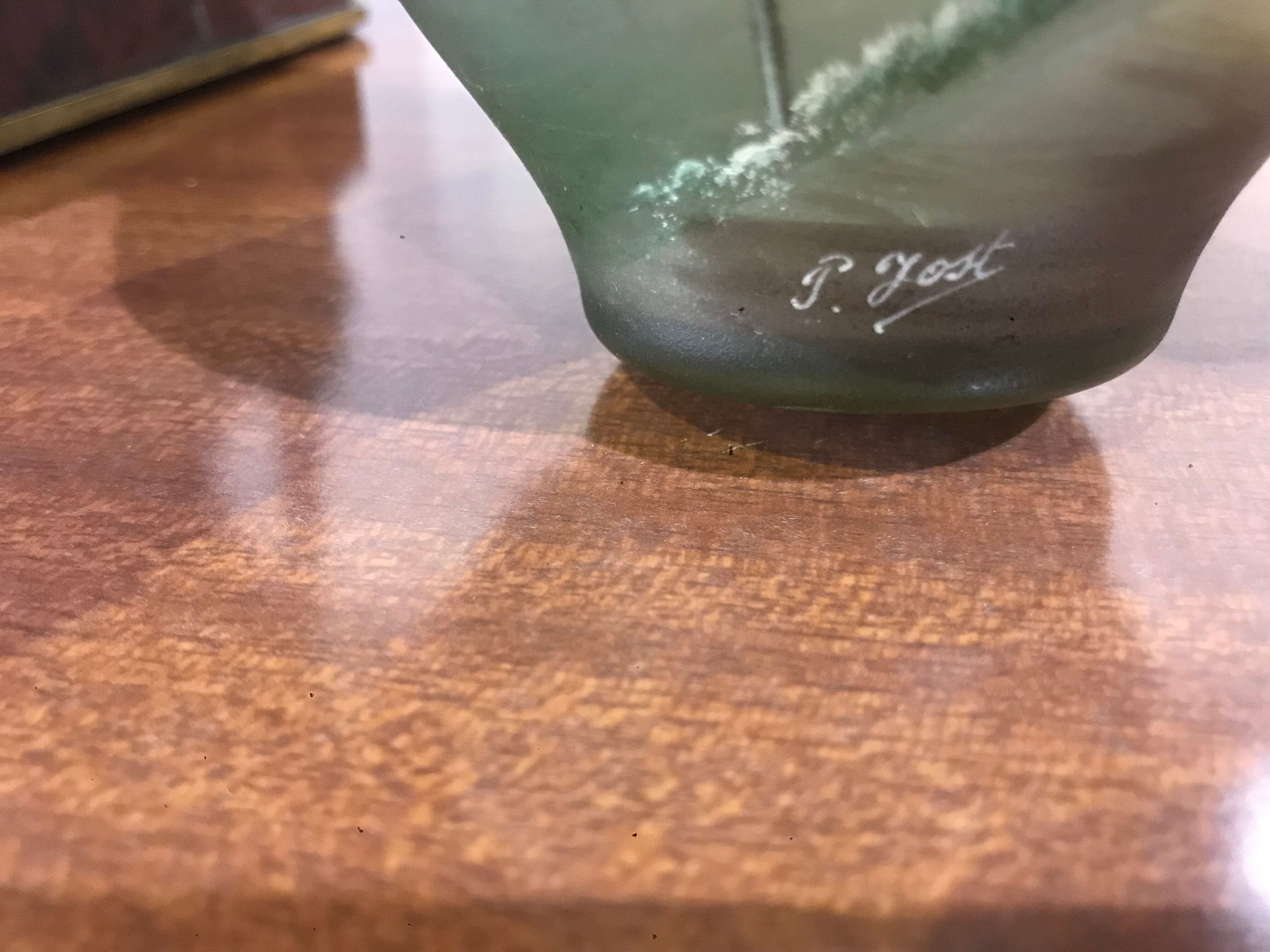 Signed glass paste vase