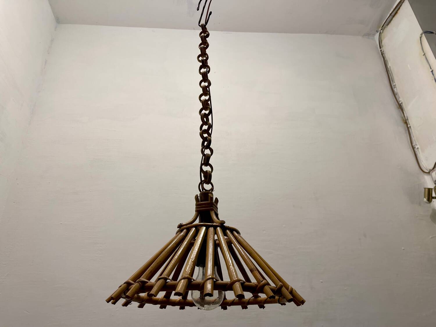 Rattan vintage Light Pendants Set of 2 1960’s