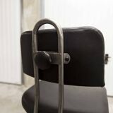 Pair of French Army telegraph operator's swivel chairs, new leather