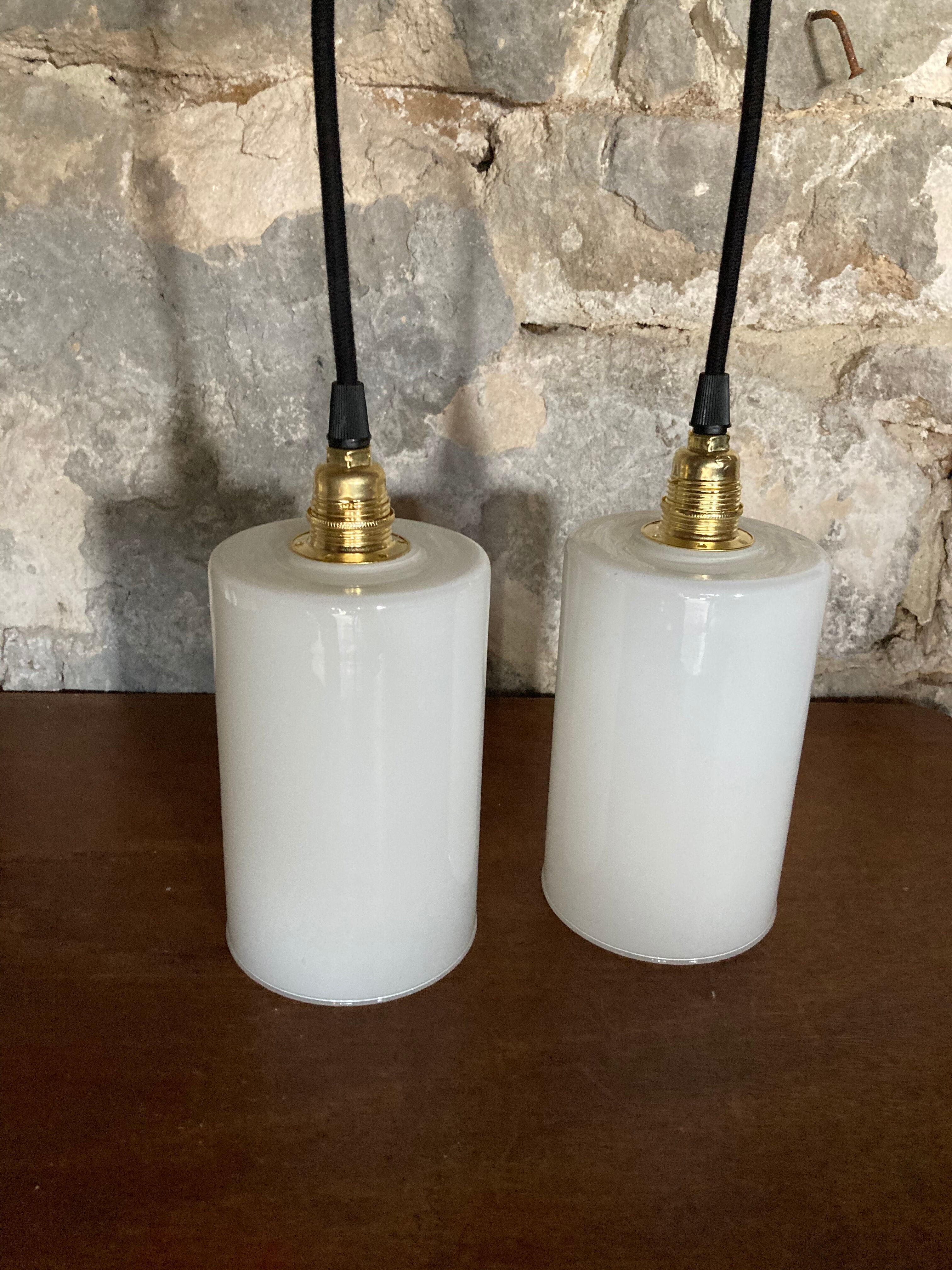 Pair of opaline lamps