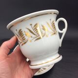 Cup and saucer porcelain of paris empire decoration golden foliage nineteenth