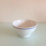 White bowl with blue border of the faienceries of Sarreguemines