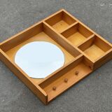 Porte-manteau console miroir en pin vintage au design minimaliste