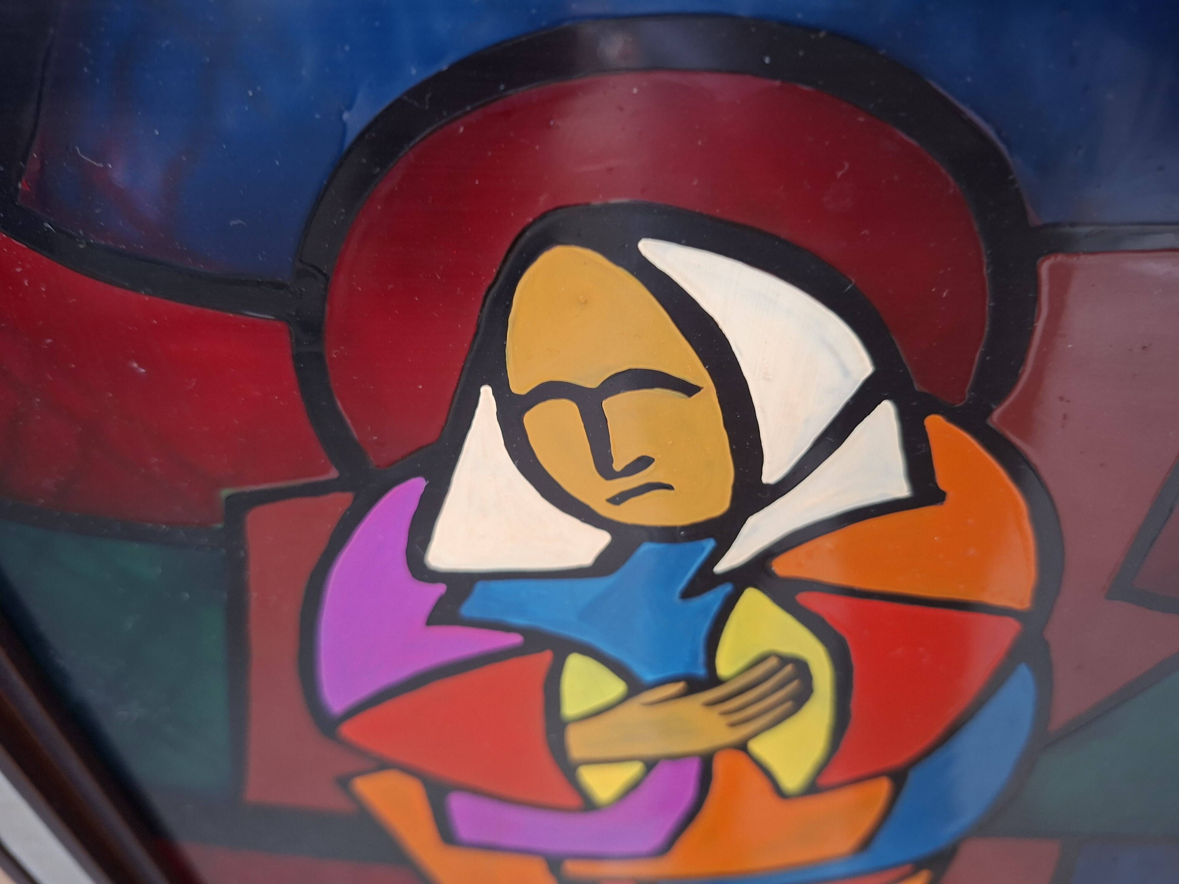 Opéra original "Madonna" – S.F. Di Biase, 1974 – Émail sur verre