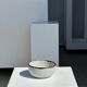 Small white glazed ceramic bowl black edges