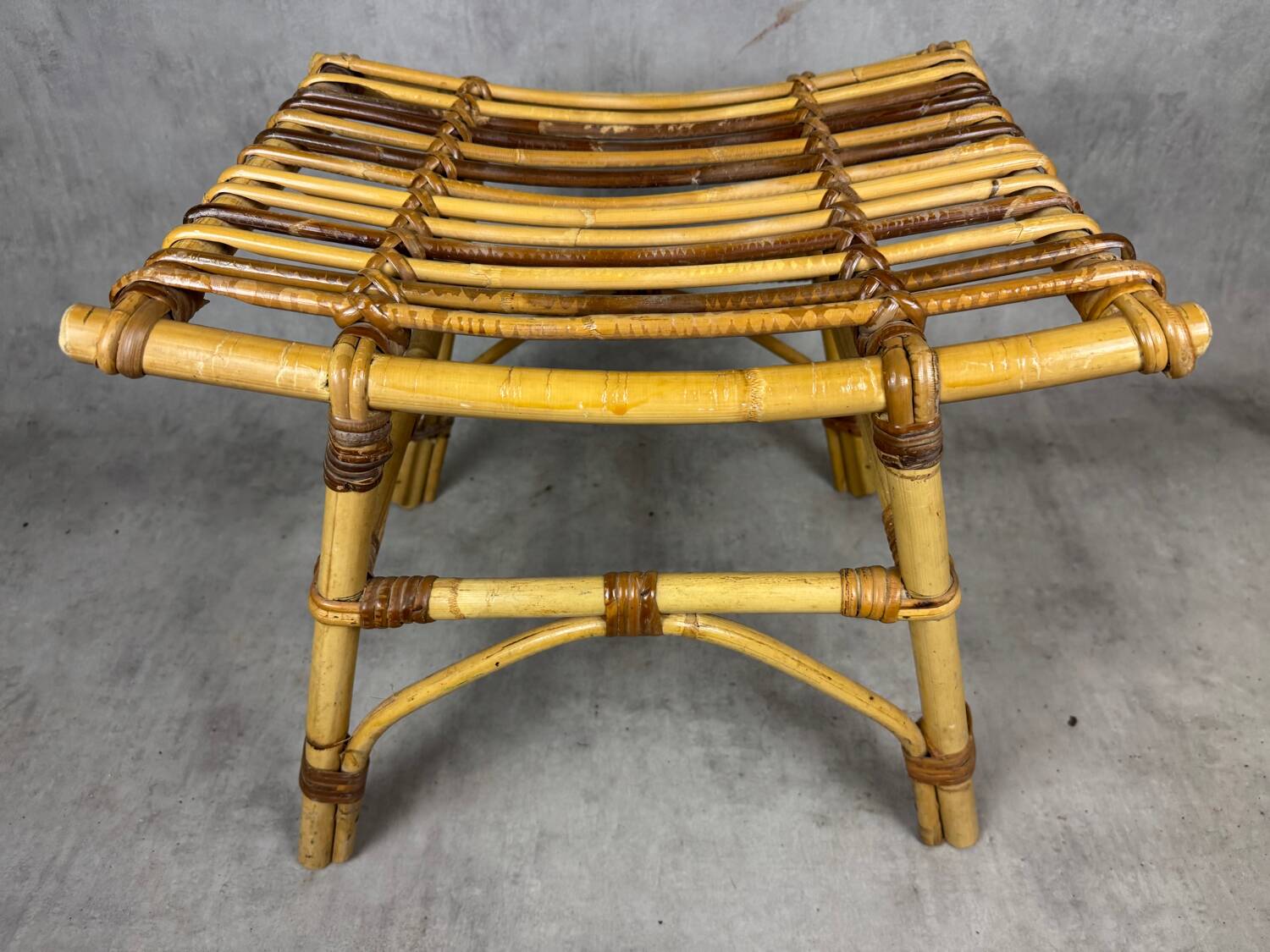 1970s rattan stool from the south of France