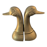 Antique brass bookends – Stylized duck heads