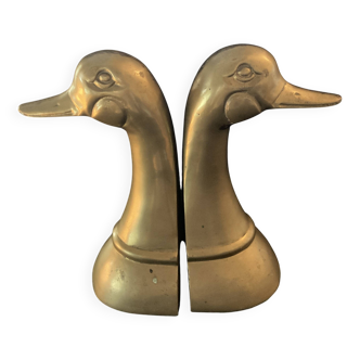 Serre-livres anciens en laiton – Têtes de canards stylisées