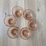 Set of 6 pink star luminarc cups