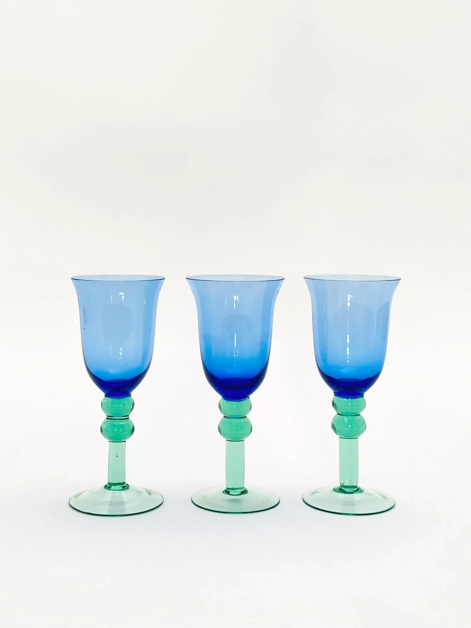 Trio of two-tone blown glasses