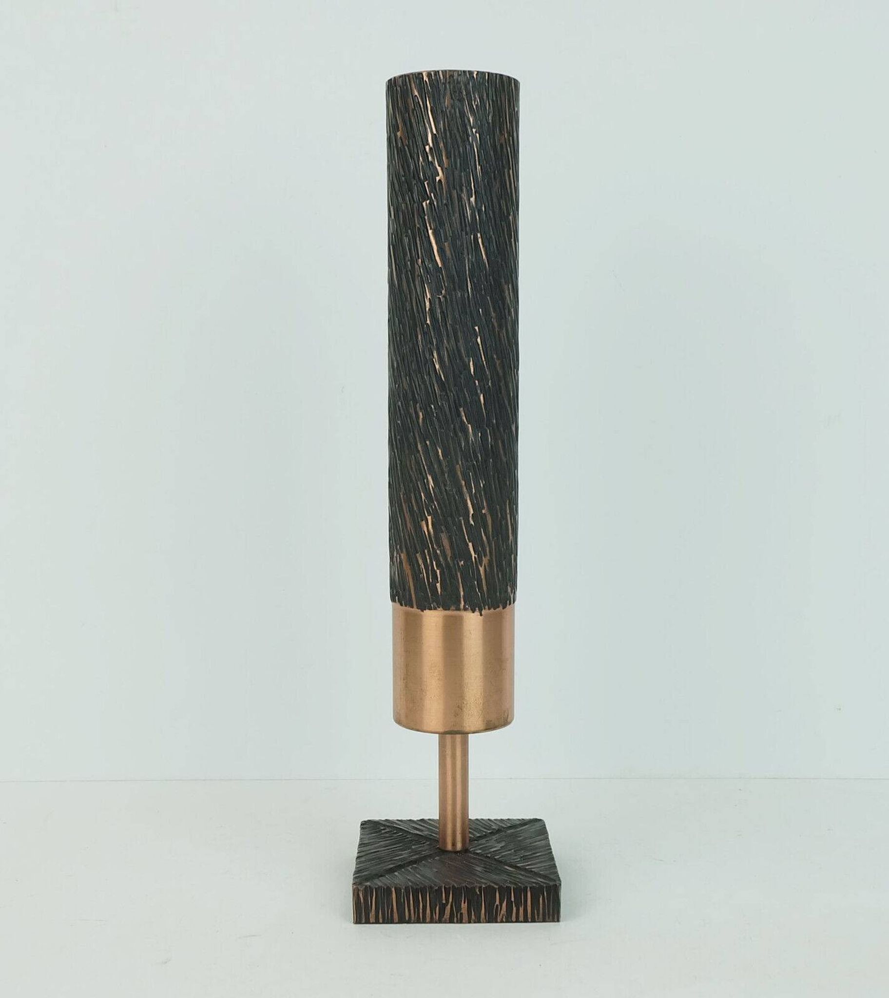 Footed copper vase brutalist minimalist design 1960s ikebana flower vase