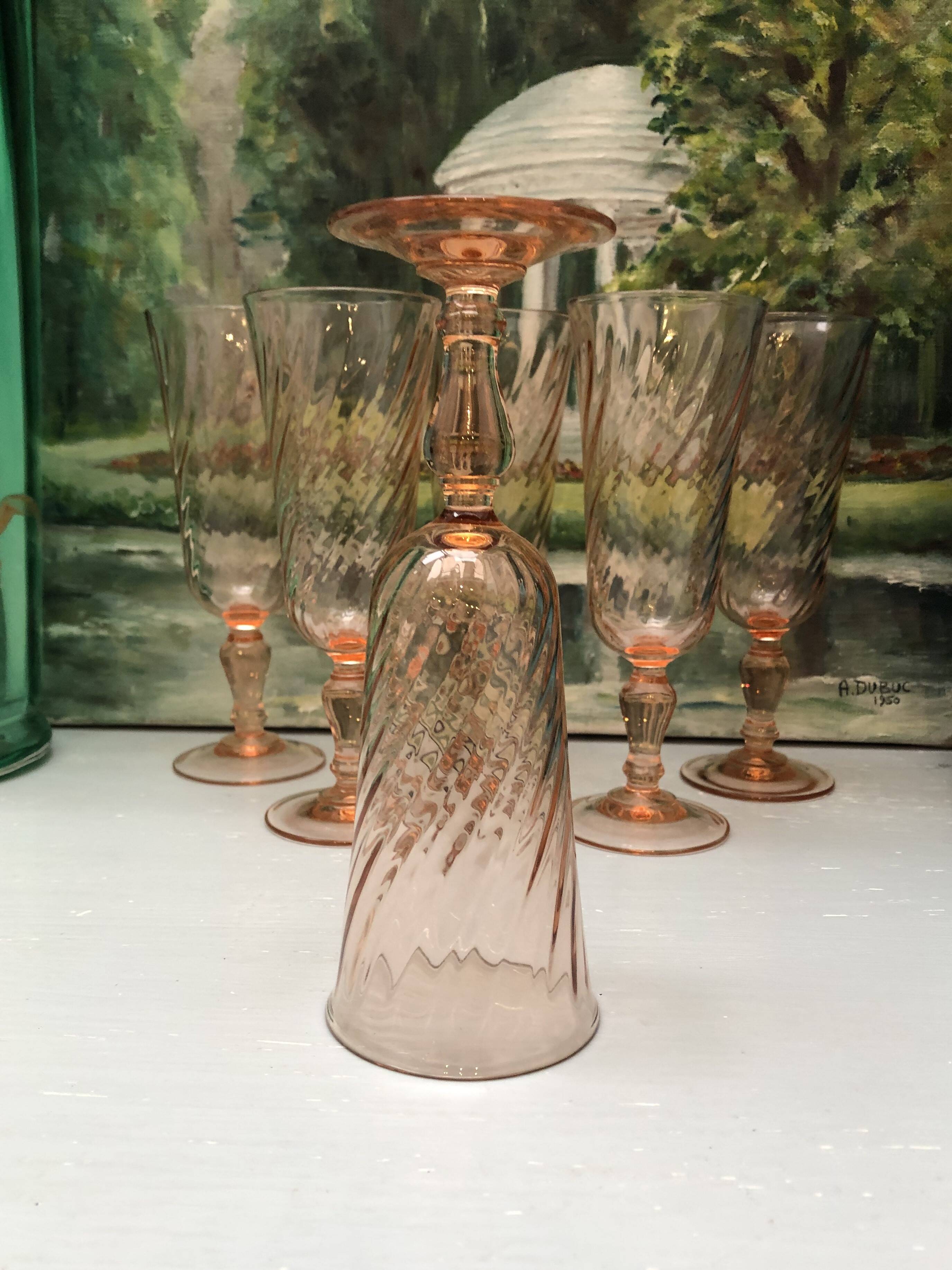 Vintage Rosaline Champagne Flutes