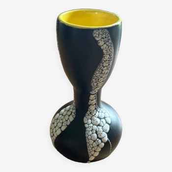 Vintage black white and yellow vase
