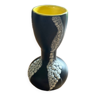 Vintage black white and yellow vase